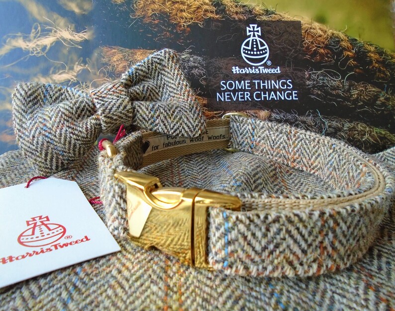 Harris Tweed Dog Collar optional Lead & Bow Tie in classic Etsy