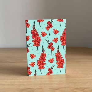 Carte de voeux motif fleurs de naissance glaïeul du mois d'août 3,5 x 5 pouces avec intérieur vierge et enveloppe brune