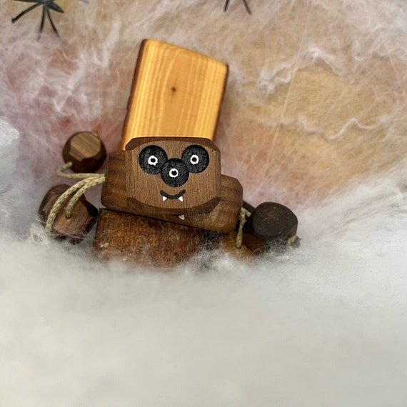 Spider Ned in Walnut Childrens Toy Wooden Fidget Toy Robot Halloween Handmade Spider Toy Etsy UK