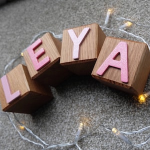 Handmade Personalized Wooden Alphabet Name Blocks for Toddlers and Babies