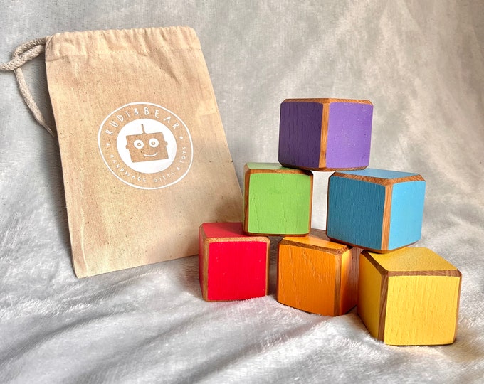 Set of 6 oak rainbow blocks | children's toy | building blocks | handmade toy | educational toy