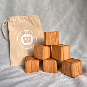 Set of 6 Handmade Solid Oak Building Blocks for Children - Educational Toy