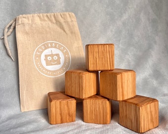 Set of 6 Solid Oak Blocks | Children's toy | Handmade | Educational toy | Building blocks