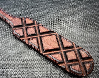 Paddle - Maroon & Gray - Diamond Tread Pattern - Handcrafted, Custom BDSM Kink Toy