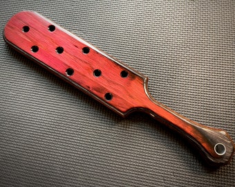 Red & Brown Spanking Paddle - Aluminum Accents - Handcrafted, Custom BDSM Kink Toy