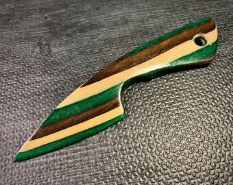 Wooden Knife, Green Brown & Natural - Handmade, Custom Wood BDSM Kink Sensation Toy