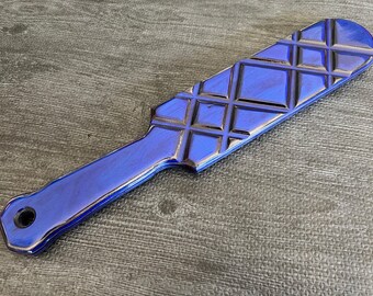 Spanking Paddle - Blue / Gray Spectraply - Diamond Texture - Handcrafted, Custom BDSM Kink Toy