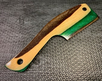 Wooden Knife, Green Brown & Natural - Handmade, Custom Wood BDSM Kink Sensation Toy