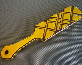 Purple & Yellow Spanking Paddle - Diamond Tread Pattern - Handcrafted, Custom BDSM Kink Toy