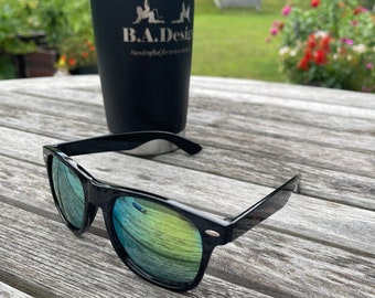Logo Sunglasses, Gloss Black with Polorized Lenses (Red Logo)