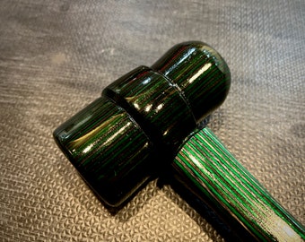 Spanking Mallet - Green & Gray Colored - Handcrafted, Artisan, Custom Wood BDSM Kink Toy Spanking