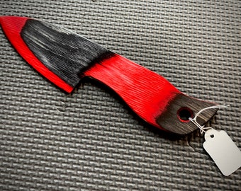 Wooden Knife, Red & Black - Handmade, Custom Wood BDSM Kink Sensation Toy