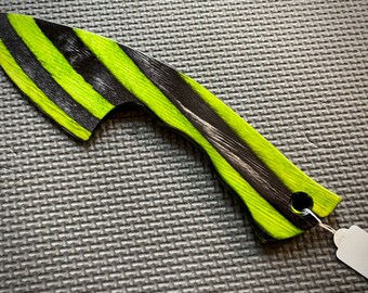 Wooden Knife, green & grey - Handmade, Custom Wood BDSM Kink Sensation Toy