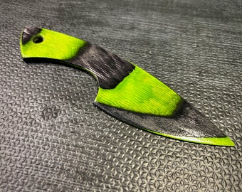 Wooden Knife, Green & Black - Handmade, Custom Wood BDSM Kink Sensation Toy