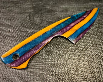 Wooden Knife, Orange Blue & Purple - Handmade, Custom Wood BDSM Kink Sensation Toy