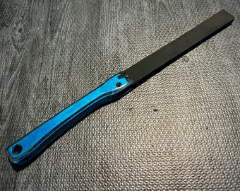 Handcrafted Rubber Strap Paddle: Light Blue Spectraply Wood Handle