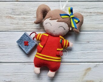 Emergency Medical Services Stuff felt toy, Ambulance soft toy, Gift for Medic