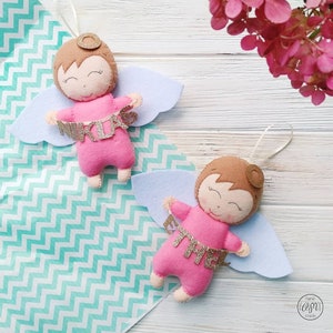 Personalized Big Guardian Angel With Name of Child, Nursery Decor, Baby Shower Gift, Felt Angel for Kids, Angel for Girl and Boy, Felt Toys