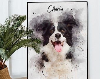 Custom Watercolor Pet Portrait - Dog or Cat Memorial Art