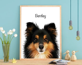 Custom pet portrait, dog portrait, cat portrait, custom pet painting canvas, Pet Memorial, Dog Sketch, Pet Loss Gift, Digital Pet Portrait