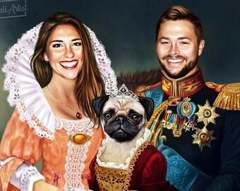 Custom Royal Portrait from Photo, Renaissance Portrait, Historical Portrait, Royal Portrait, Human Portrait, Custom Men Women Portrait