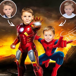 Superhero child portrait / Get Your Own Superhero Portrait from your photo/ Superhero caricature /Custom super hero portrait/ Gifts for kids