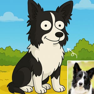 Cartoon hondenportret aangepaste Simpsons-stijl, gepersonaliseerde huisdier en familie cartoonportret, uniek cadeau voor haar, aangepaste Simpson hond of kat