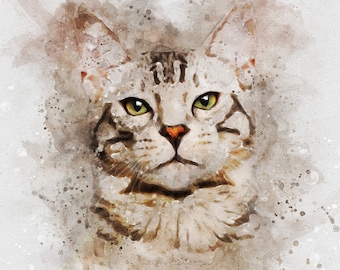 Custom Watercolor Pet Portrait, Unique Memorial Keepsake