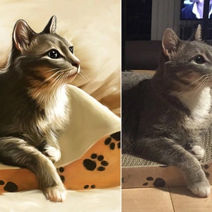 Custom Cat Portrait - Memorialize Your Beloved Pet with a Personalized Portrait - Gift for Pet Lovers