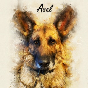 Watercolor dog painting Custom watercolor pet portrait DOG portrait Pet painting Dog memorial Portrait from photo Pet Fathers day gift