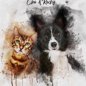Watercolor Pet Portrait, pet loss , pet memorial gift , pet portrait from photo, pet lover gift , custom cat portrait , custom dog print