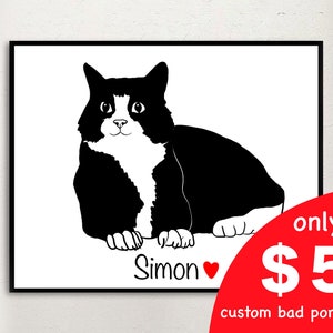 Custom ugly portrait, Bad portrait, Line drawing,  Line Art, Custom Cat Portrait, Pet portrait, Dog Portrait, Personalized Gift