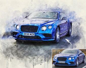Custom Watercolor Car Portrait, Personalized Car Painting, Gift for Him (Digital or Print)