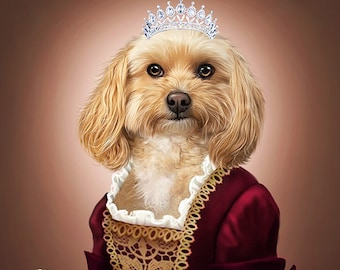 Custom Pet Portrait Canvas – Renaissance Royal Pet Memorial Art