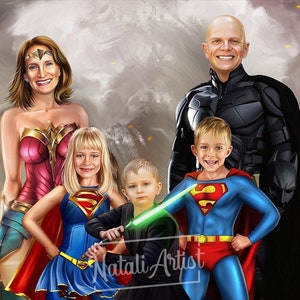 Personalized Superhero Couple, Gift for couple, Couple Superhero Portrait, Caricature from photo, Custom Portrait, Digital Drawing