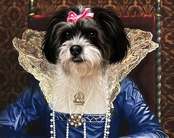 Custom Renaissance Pet Portrait Painting on Canvas