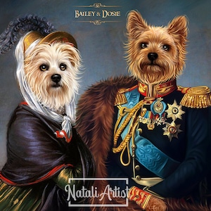 Custom Renaissance Pet Portrait - Personalized Family Gift for  Mothers Day Fathers Day - Handmade Dog and Cat Lover Family Illustration