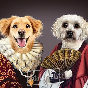 Custom Renaissance Pet Portrait, Royal Pet Portrait, Birthday Gift,Dog Art Regal Pet Portrait,Pet Loss Gift, Dog Passed Away,King Queen Pet