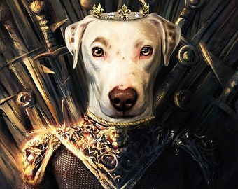 Ritratto personalizzato di animale domestico - Stampa artistica di cane o gatto in stile rinascimentale reale