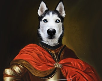 Custom Royal Pet Portrait, Renaissance Dog or Cat Painting