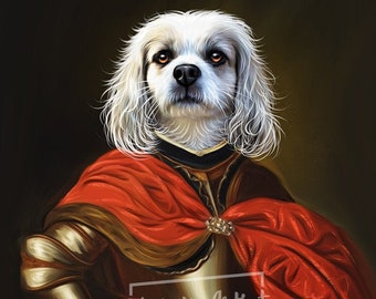 Personalisiertes Renaissance Haustier Portrait, Hunde Portrait, Geschenk für Tierliebhaber