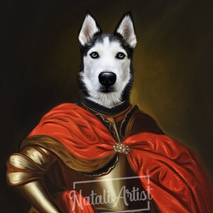 NIESTANDARDOWY PORTRET ZWIERZĄT, Królewski portret zwierzaka, Królewski obraz psa, Prezent dla właścicieli zwierząt, Niestandardowa sztuka ze zdjęcia, Najlepszy pomysł na prezent dla właścicieli zwierząt