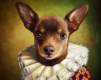 Custom Pet Memorial Portrait, Digital Dog Memorial Portrait, Custom Pet Portrait, Victorian portrait, Regal dog portrait, Pet lover gift