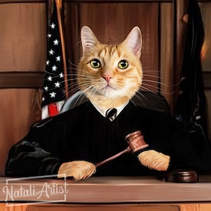 Custom Painting from Photo Pets Judges Gift Cartoon Portrait Renaissance Portrait Custom Cat Portrait