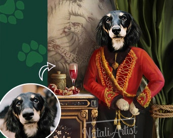 Pet memorial gift, Royal Pet Portrait, Birthday Gift,Dog Art Regal Pet Portrait,Pet Loss Gift, Dog Passed Away,King Queen Pet