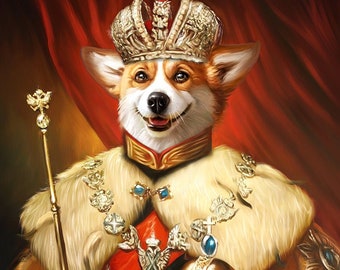 Custom Pet Portrait Canvas - King Portrait DogPet Painting Personalized Dog Canvas