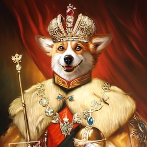 Custom Pet Portrait Canvas - King Portrait DogPet Painting Personalized Dog Canvas