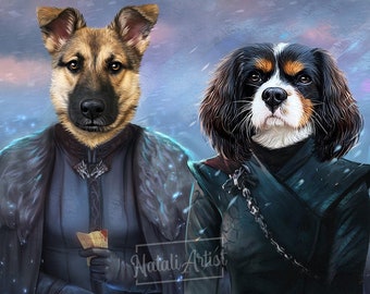 Custom Royal Pet Portrait - Renaissance Style Dog or Cat Art (Digital or Print)