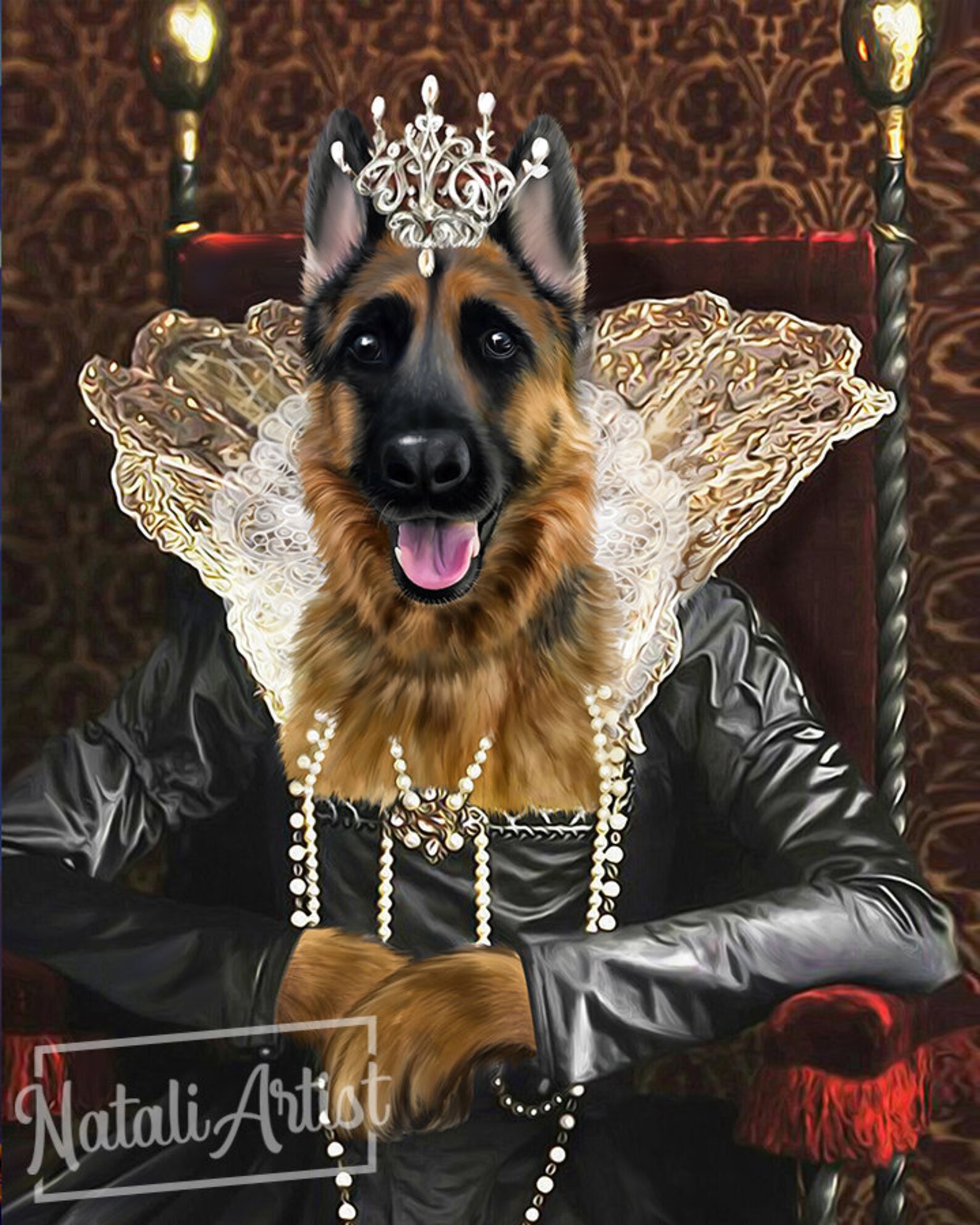 Custom Pet Portrait Pet Portraits Regal Pet Portrait Unique Etsy