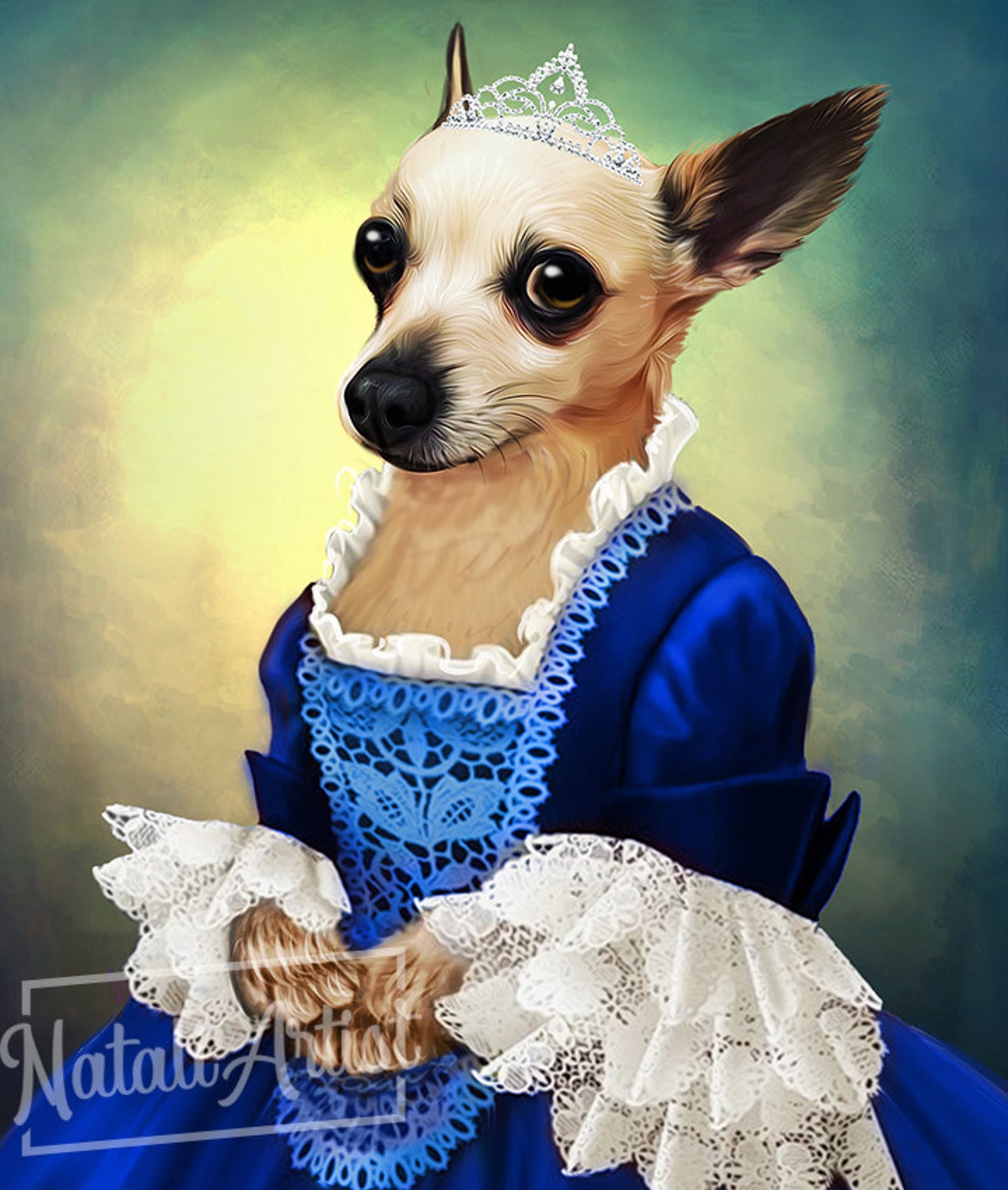 Royal Pet Portrait Regal Dog Portrait Custom Pet Portrait Etsy